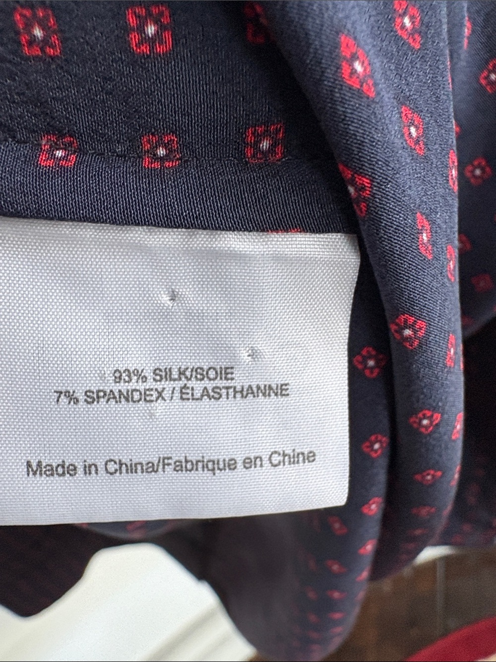 Tory Burch Silk Navy Blouse with Red Dot Print-10 - Picture 4 of 4